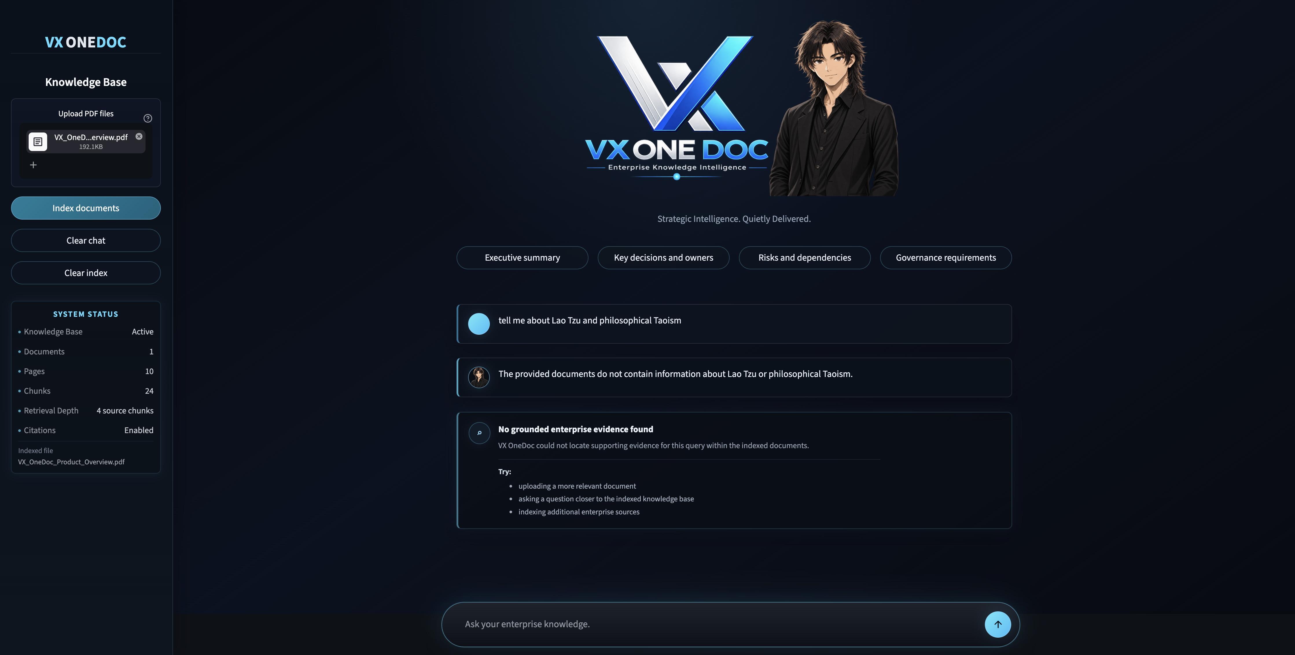 VX-OneDoc grounded refusal view